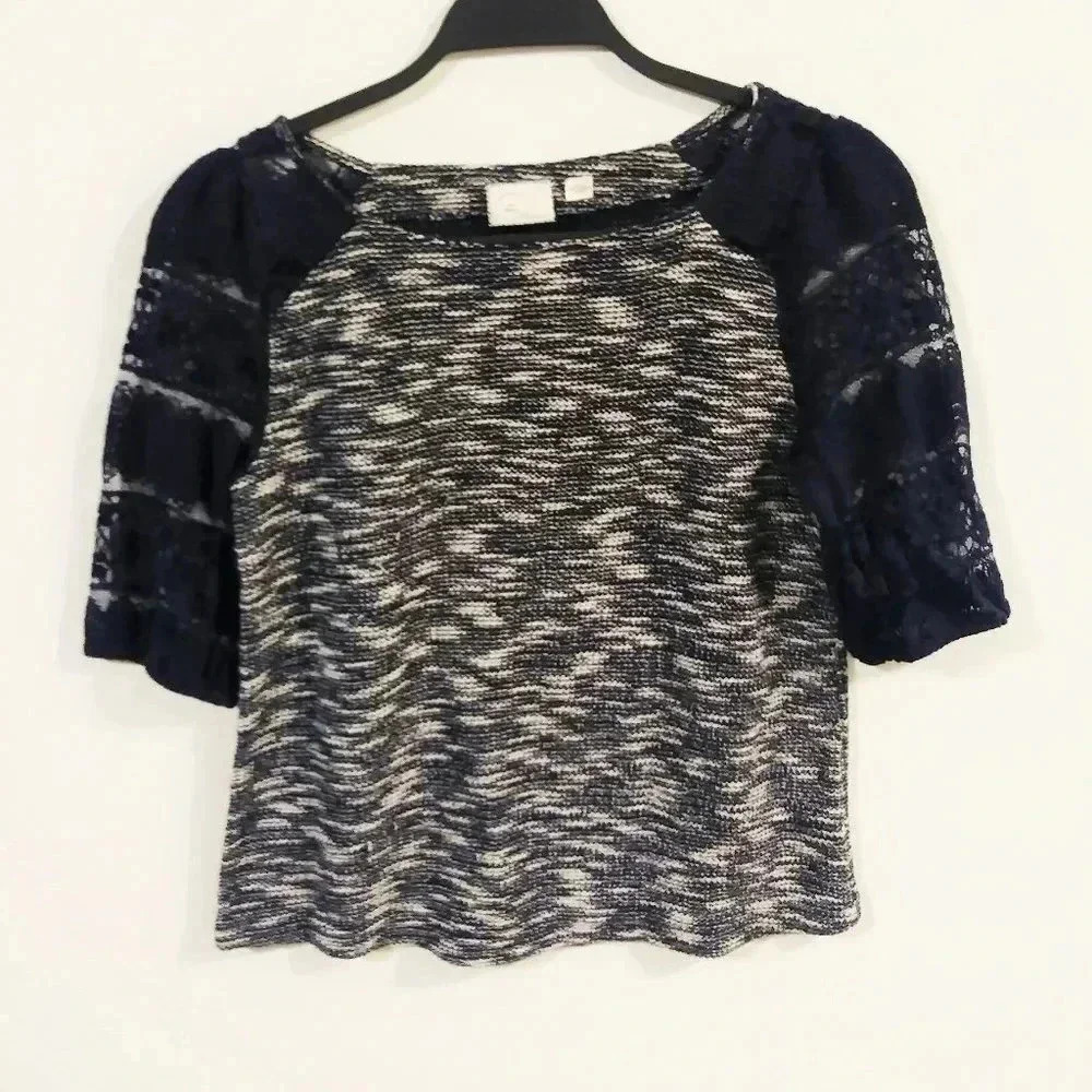 Anthropologie Postage Stamp Blue Top